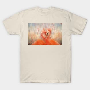 Flamingos. Sunrise on the lake. T-Shirt